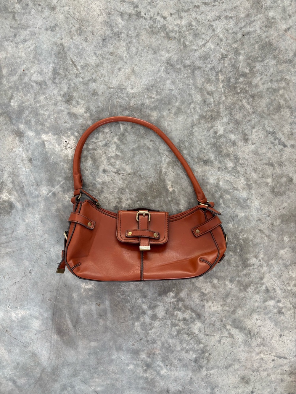 Classic Brown Shoulder Bag with Buckle Detail